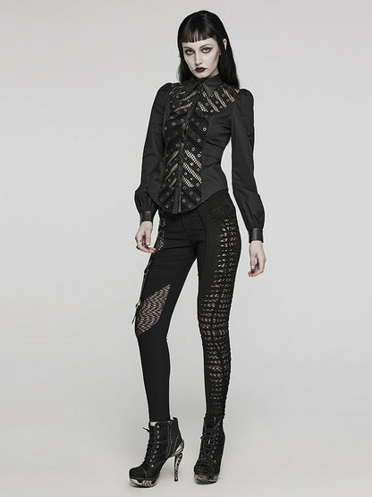 Black Punk Sexy Hollow Shirt