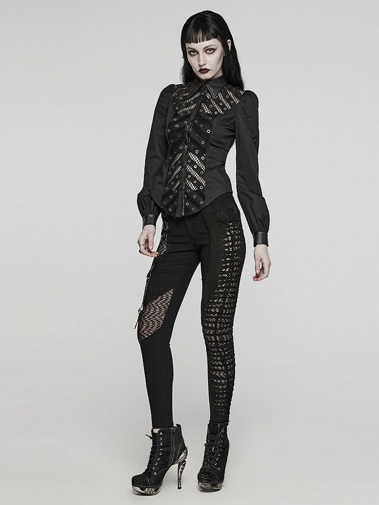 Black Punk Sexy Hollow Shirt