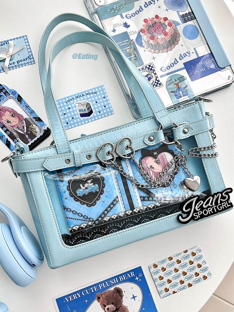 Detachable Chains Blue Ita Shoulder Bag