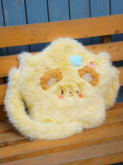 Yellow Star-shaped Plush Crossbody Bag
