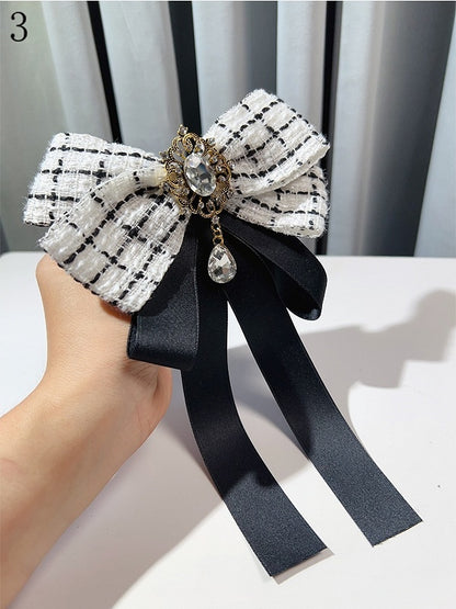 4 Options Rhinestone Decorated Houndstooth Pattern Bow Tie