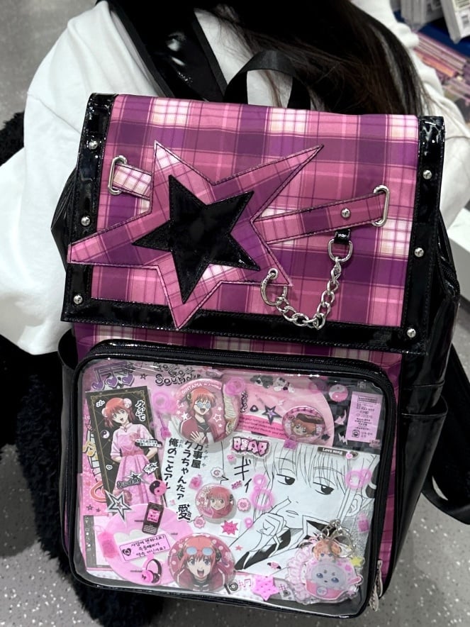 Purple Plaid Star Ita Backpack