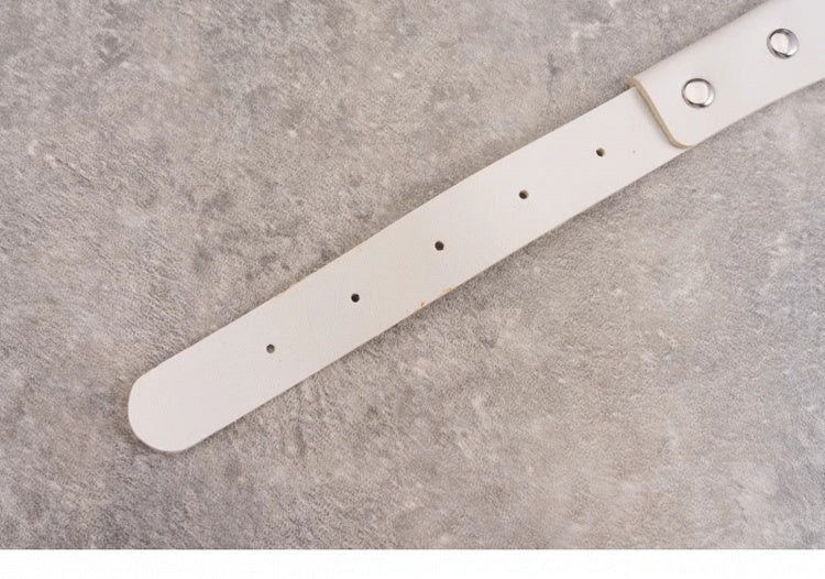 Cross Pendant White Studs Gothic PU Choker