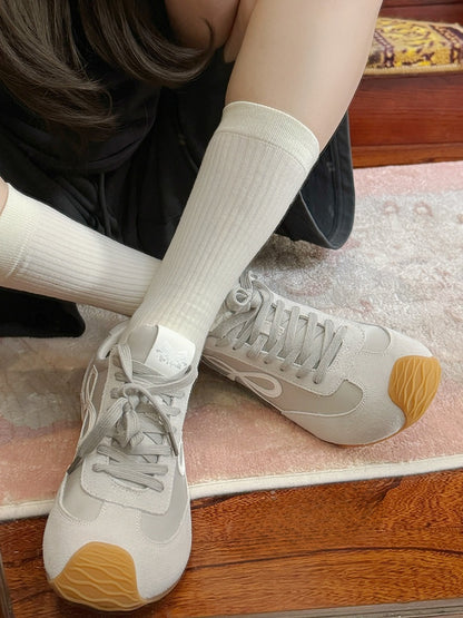 Gray Bowknot Design Front Lace-up Ties Sneakers