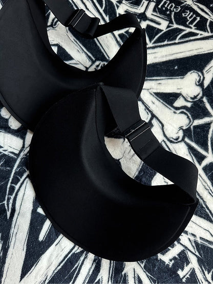 Black Gothic Sun Protection Hat With Black and White Grim Reaper Print