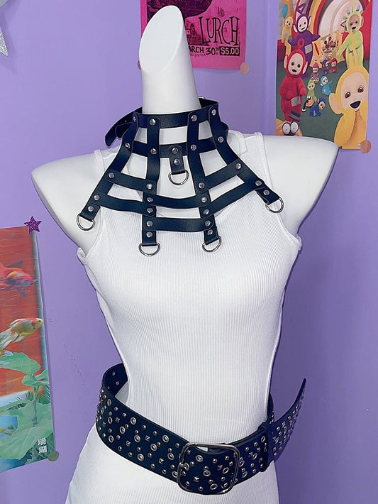 Black Punk Studs Design Spiderweb-shaped Choker