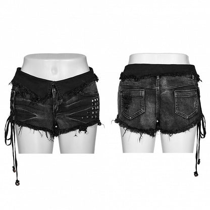 Black Punk Denim Shorts