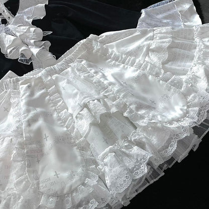 Detachable Bunny Ears White Punk Tiered Skirt with Undies