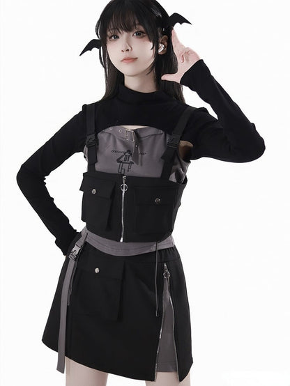 Black Mock Neck Cropped Top