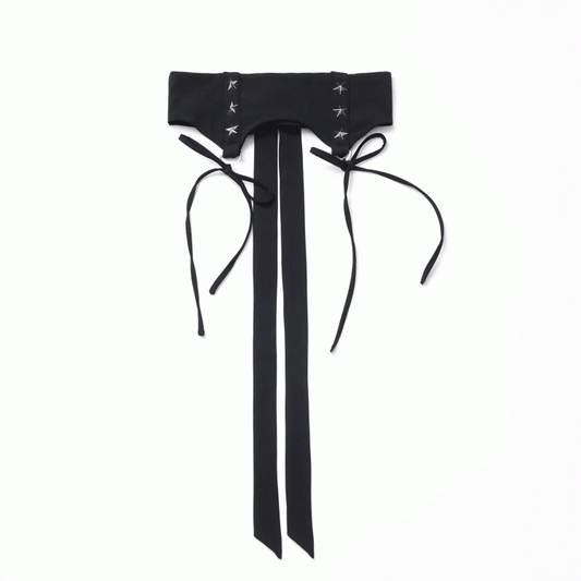 Dusty Blue/Black Star Stud Details Corset Belt