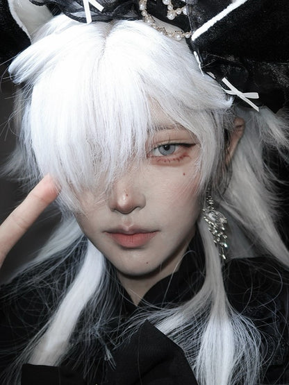White 64CM Length Wig With Full Bangs
