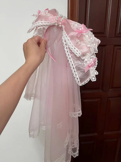 Pink / Black Bowknot KC with Veil