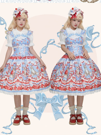 Bowknot Decoration Lace Trim Pink/Yellow/Blue Strawberry Hat