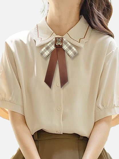 8 Options Preppy Style Rhinestone Decorated Bear Design Bow Tie