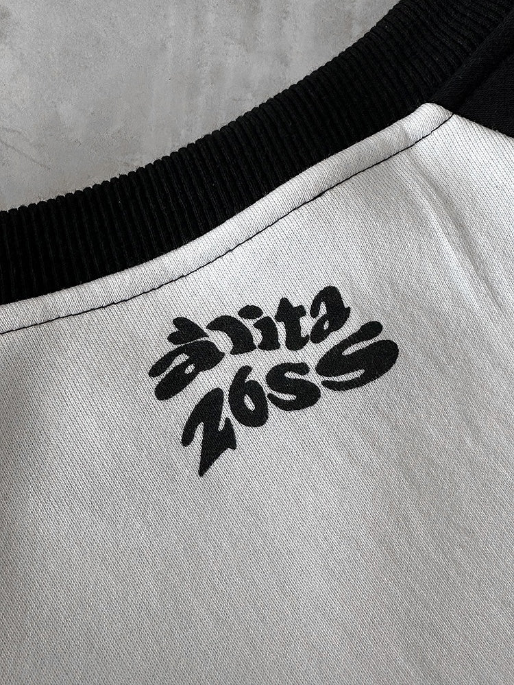 Skull and Stars Print Black and White Sweatshirt