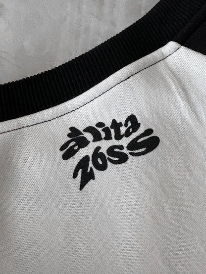 Skull and Stars Print Black and White Sweatshirt