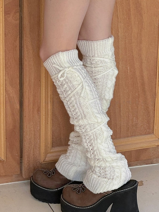 White/Beige/Light Grey/Camel/Dark Grey/Black Y2K Knitted Leg Warmers