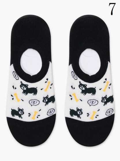 17 Options Colorful Ankle Socks With Cake/Apple/Bear/Puppy/Bowknot/Polka-dot/Striped Pattern/Floral Print