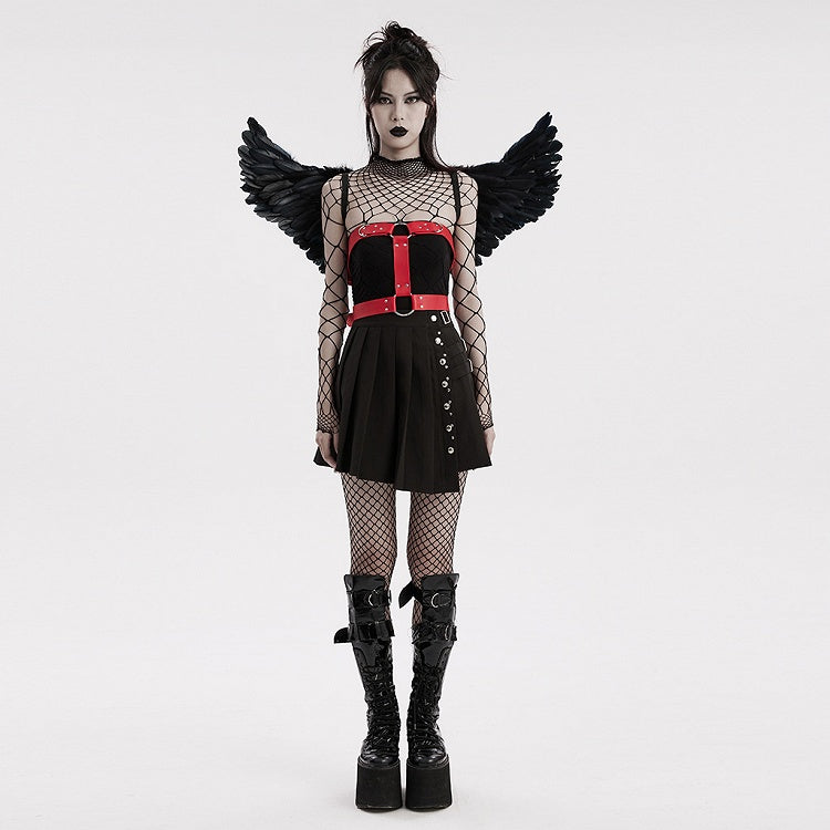 Black and Red Punk Feather Wing Harness