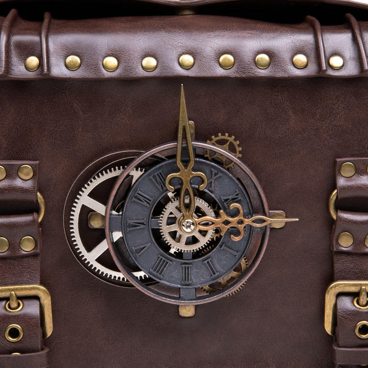 Steampunk Gears Decorated Coffee Crossbody Shoulder Bag