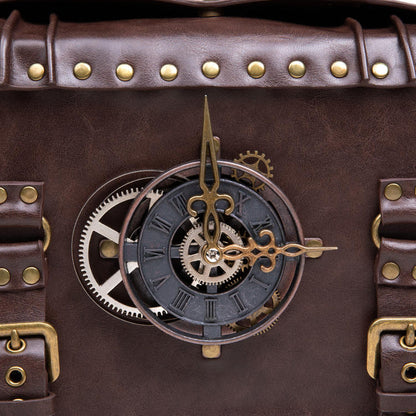 Steampunk Gears Decorated Coffee Crossbody Shoulder Bag