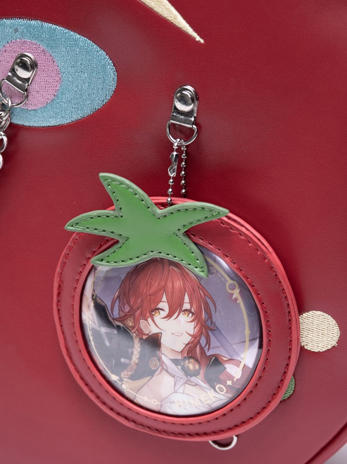 2-Way Red Juicy Tomato Backpack With Star Patches And Chain Accents