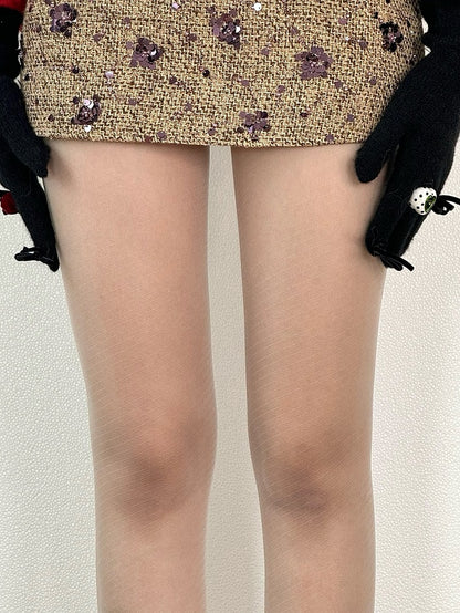 Black/Gray/White Striped Pattern Tights