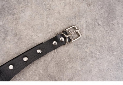 Cross Pendant Y2K Studs Black Gothic PU Choker