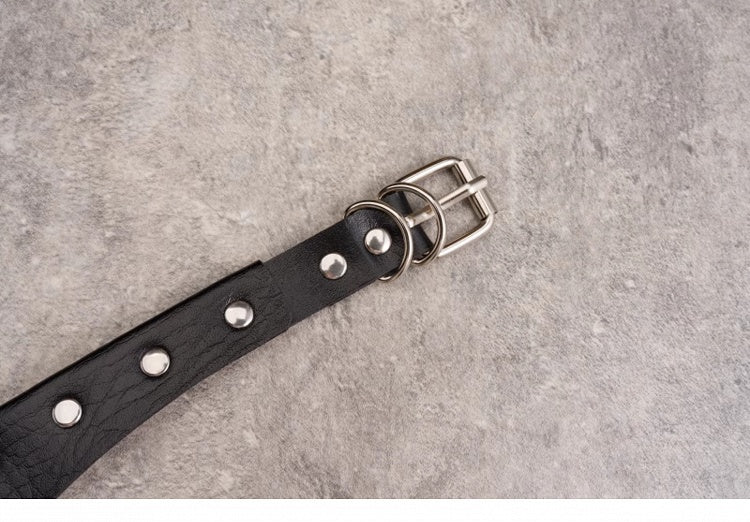 Cross Pendant Y2K Studs Black Gothic PU Choker