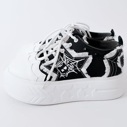 Black Y2K Star Applique Platform Sneakers