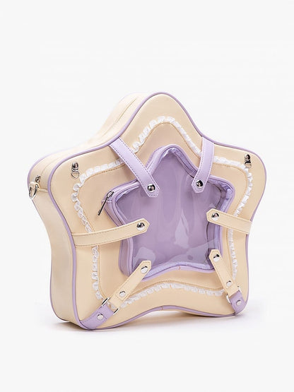 Yellow & Purple Starry 2-Way Ita Bag With Kawaii Style