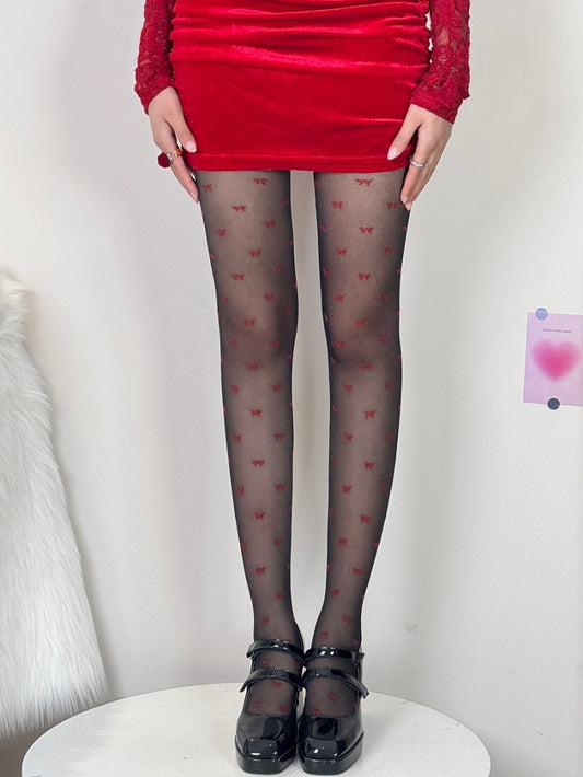 4 Color Options Bowknot Pattern Tights