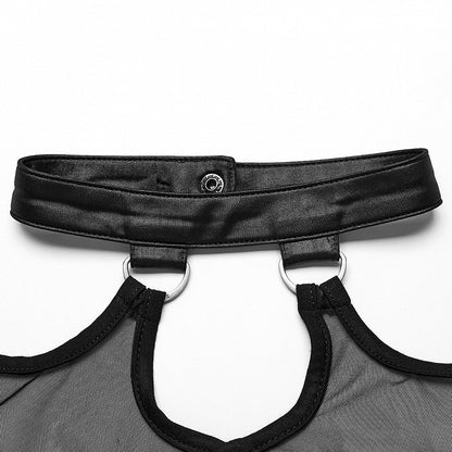 Black Punk Textured Perspective Top