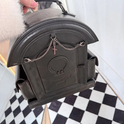 Gothic Black Skull Gravestone-Shaped Backpack