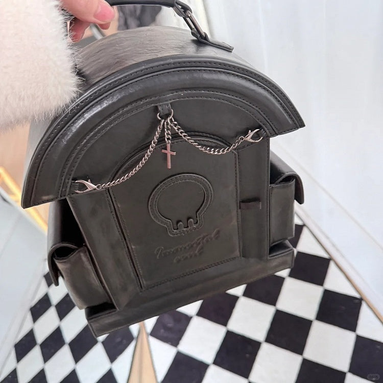 Gothic Black Skull Gravestone-Shaped Backpack