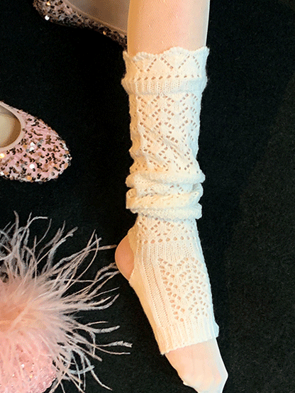 Grey/Black/White Knitted Leg Warmers