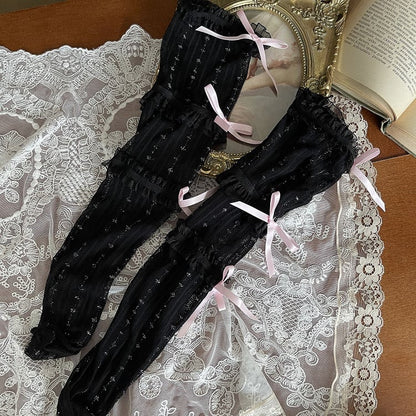 4 Color Options Bowknot Details Tulle Underknee Stockings