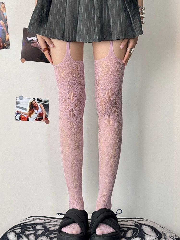 7 Color Options Hollow-out Suspender Stockings