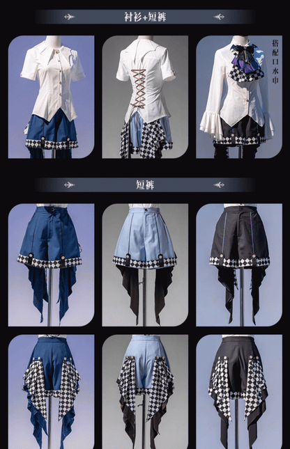 Prince Style Ouji Lolita Handkerchief Hem Black Checked Pattern Shorts