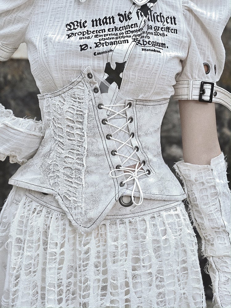 Grey Irregular Shape Boned Corset Belt