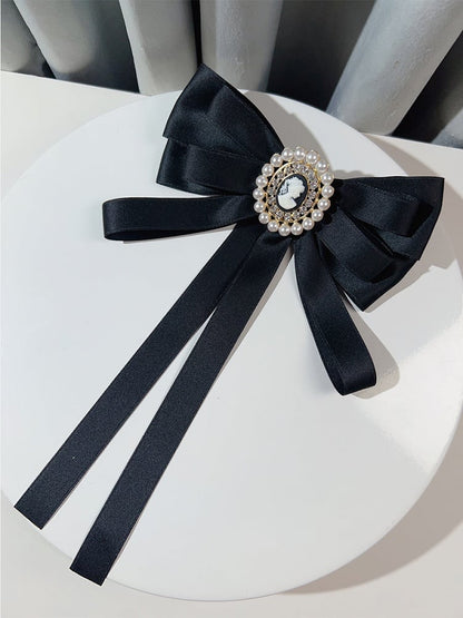 Bead Details Vintage Black Bow Tie