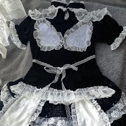 Lace Trim Angel Wings Emo Punk T-shirt