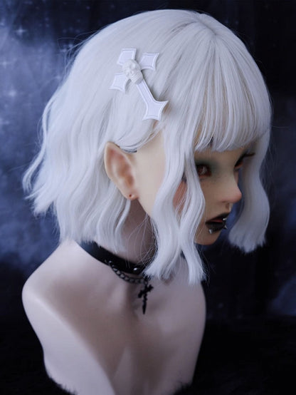 Goth Black/ White Skull Cross Hairclip