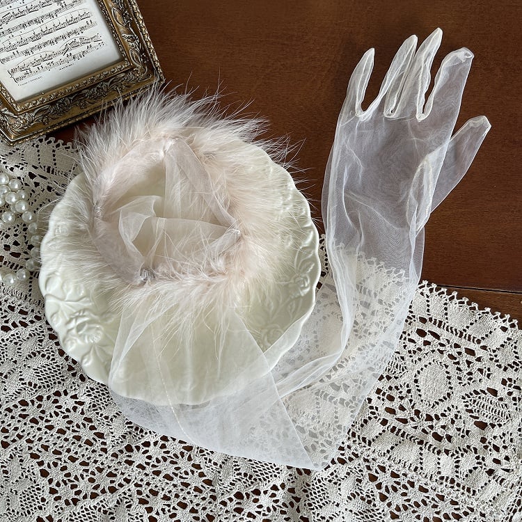 9 Color Options Shaggy Cuffs Tulle Gloves