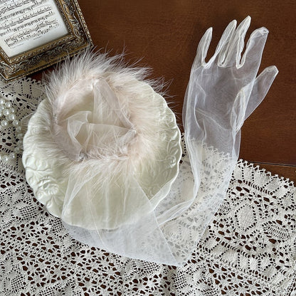 9 Color Options Shaggy Cuffs Tulle Gloves