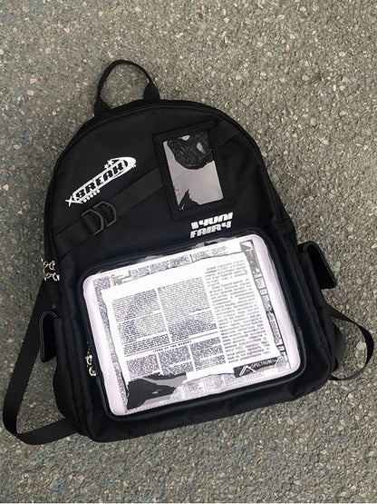 Star Decoration Black Large Capacity Unisex Daily Ita Backpack