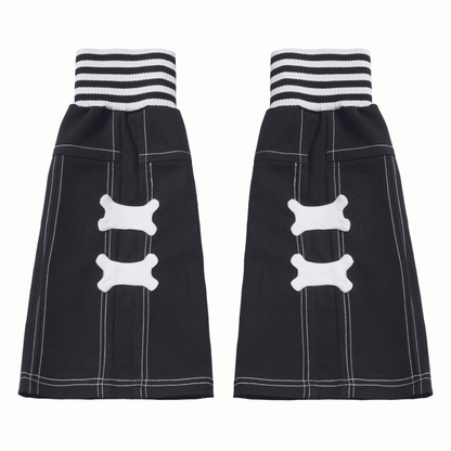 Elastic Cuffs Bone Appliques Black Leg Warmers