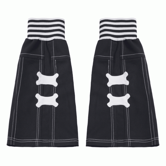 Elastic Cuffs Bone Appliques Black Leg Warmers