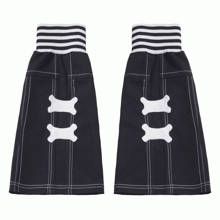 Elastic Cuffs Bone Appliques Black Leg Warmers