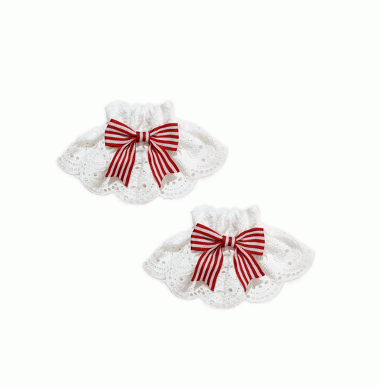 Red Bowknot White Lace Wrist Cuffs